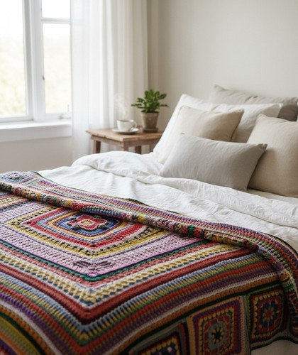 Coperta uncinetto plaid - coperta, uncinetto,
